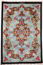 ペルシャ絨毯 クム産 シルク 100% Moradi/モラディ工房 ID:1059 - ペルシャ絨毯専門店(ゴレスタン)