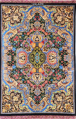 ペルシャ絨毯 クム産 シルク 100% Ashraf/アシュラフ工房 ID:1073 - ペルシャ絨毯専門店(ゴレスタン)