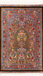 ペルシャ絨毯 クム産 シルク 100% ID:1142 Arbalu/アルバル工房 - ペルシャ絨毯専門店(ゴレスタン)