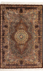 ペルシャ絨毯 クム産 シルク 100% ID:1123 Sajyadi/サジャディ工房 - ペルシャ絨毯専門店(ゴレスタン)