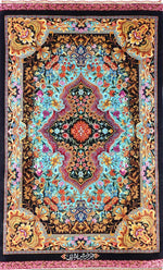 ペルシャ絨毯 クム産 シルク 100% ID:1072 Ashraf/アシュラフ工房 - ペルシャ絨毯専門店(ゴレスタン)