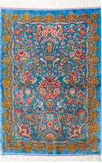 ペルシャ絨毯 クム産 シルク100% Mirmahdi/ミルメヒディ工房 ID:12006 玄関マットサイズ、壁飾り - ペルシャ絨毯専門店(ゴレスタン)