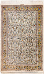 ペルシャ絨毯 クム産 シルク100% アミーン工房 最高級 エスリーミー柄 美しい曲線 リビングスペースサイズ - ペルシャ絨毯専門店(ゴレスタン)