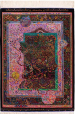 ペルシャ絨毯 クム産 シルク100% Ali Eshahi/エスハギ工房 ID:18012 リビングスペースサイズ - ペルシャ絨毯専門店(ゴレスタン)