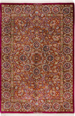 ペルシャ絨毯 クム産 シルク100% ミルメヒディ工房 宝石のような赤紫色 メダリオンとアラベスク - ペルシャ絨毯専門店(ゴレスタン)