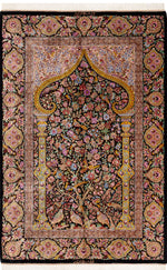 ペルシャ絨毯 クム産 シルク100% ミルメヒディ工房 人気No.1 神秘的な生命の樹 リビングスペース、壁飾り。 - ペルシャ絨毯専門店(ゴレスタン)