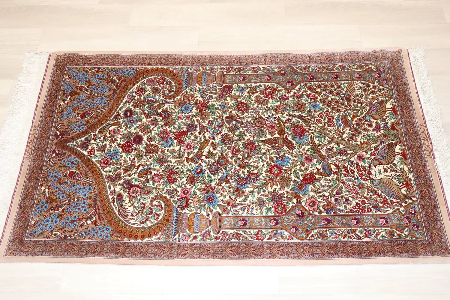 Persian carpet, 100% silk from Qom, Mirmehidi workshop