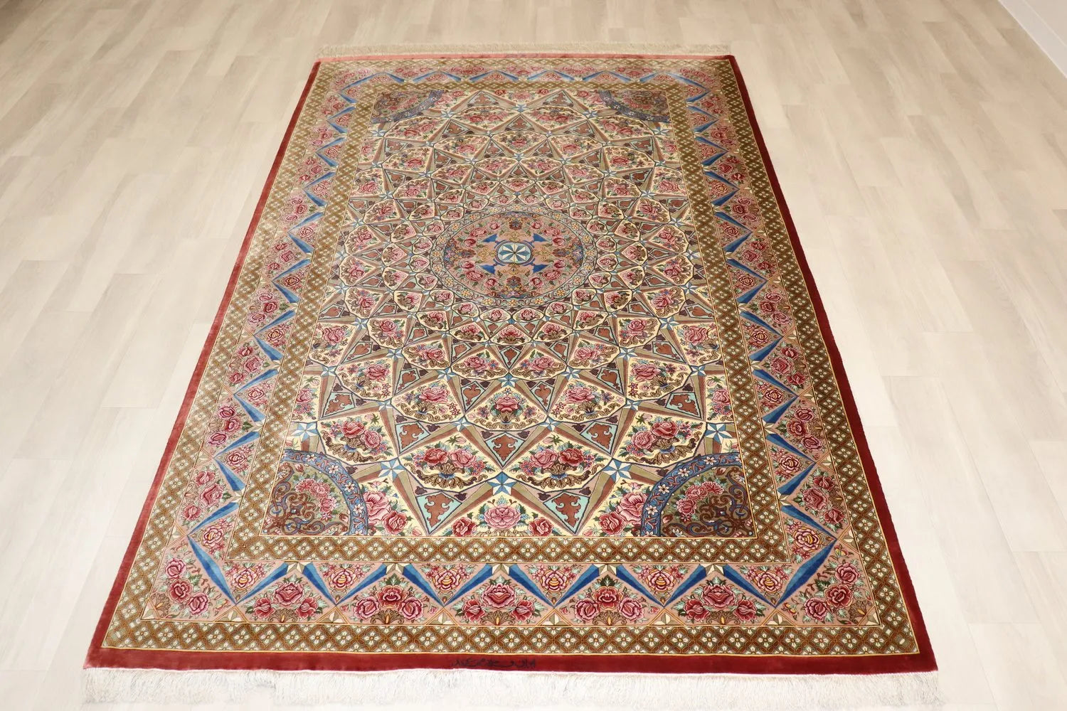 Persian carpet, 100% silk from Qom, Mirmehidi workshop