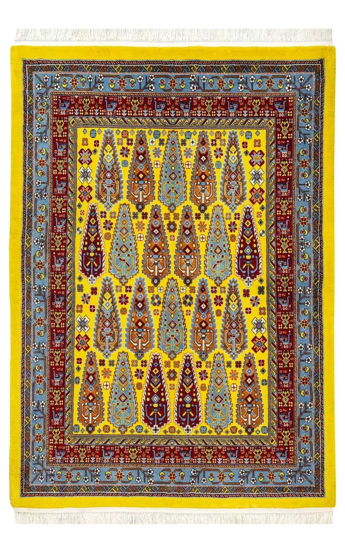 ペルシャ絨毯 ホラーサーン リビング ウール ボテ連続文様 135×224cm