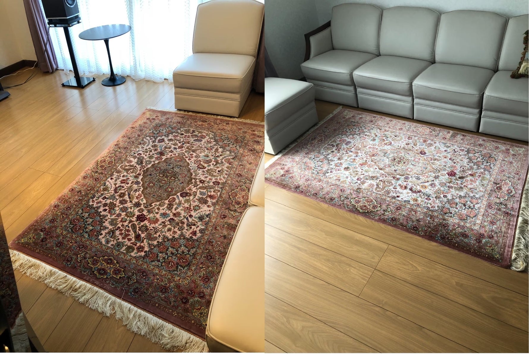 お客様の声：「実物が一番素敵！」部屋に溶け込み表情を変えるシルクペルシャ絨毯