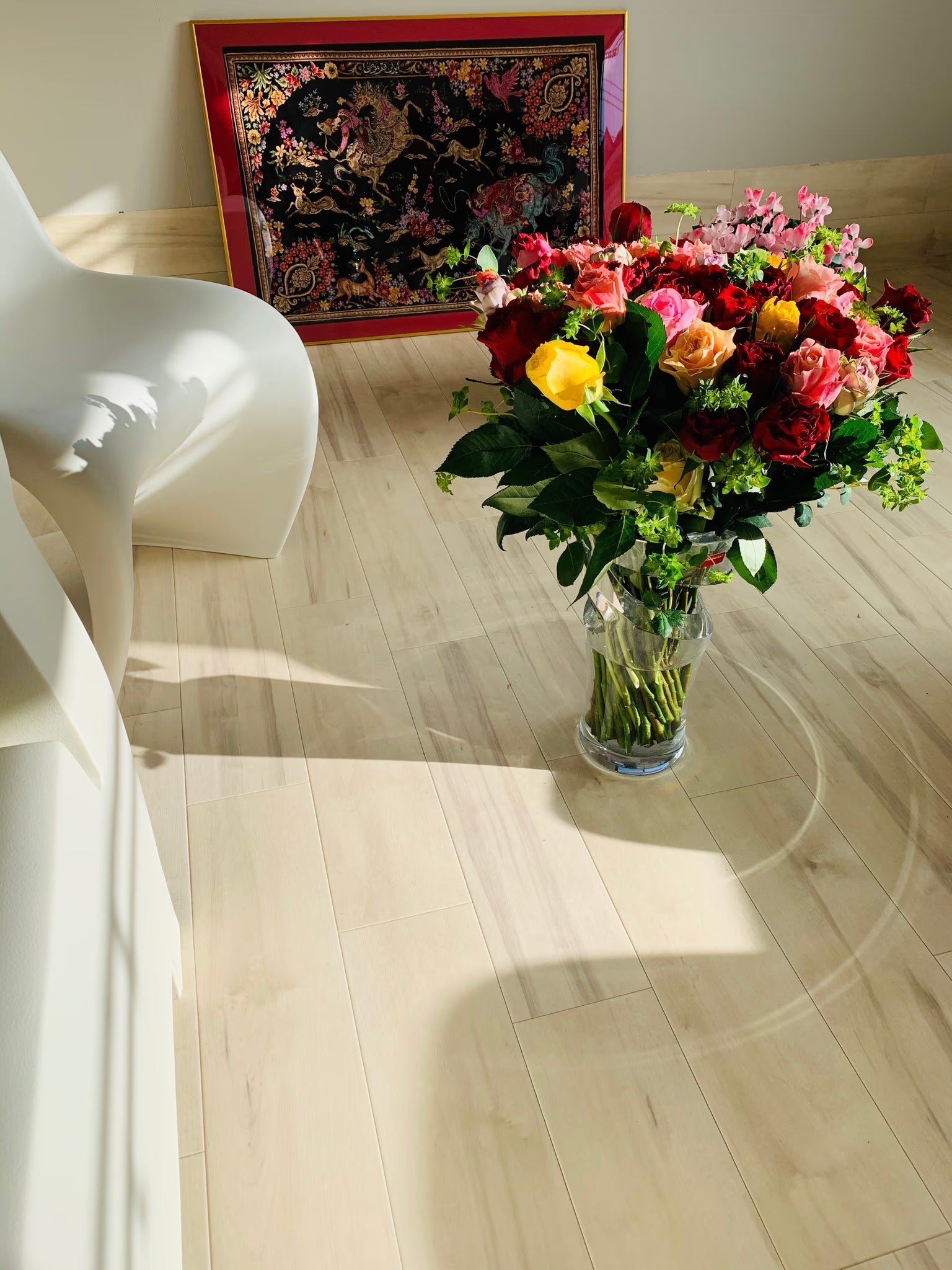 お客様の声：すごいです！！絨毯てこんなに綺麗なんですね♡シルクペルシャ絨毯に感動