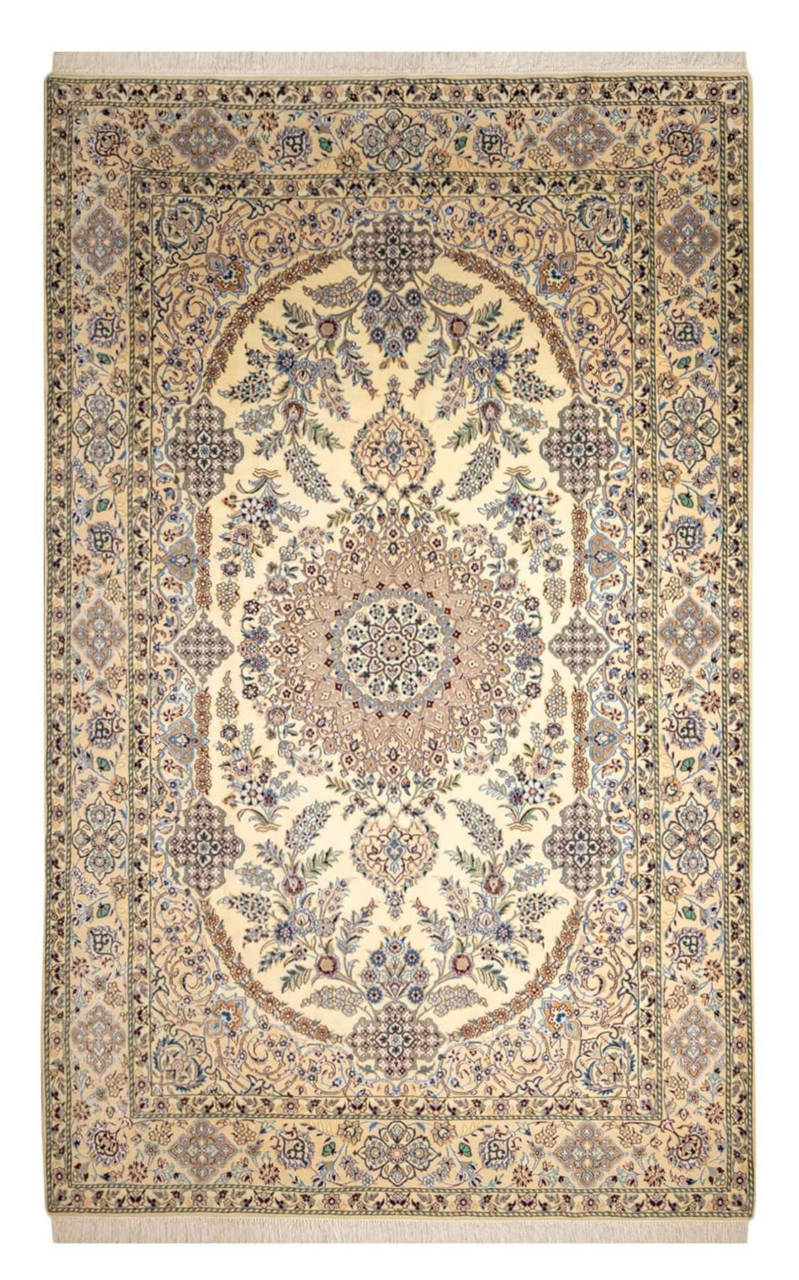 最安値 ペルシャ絨毯【ナイン産】ゴールド地が華やかな手織りパーテーションサイズ