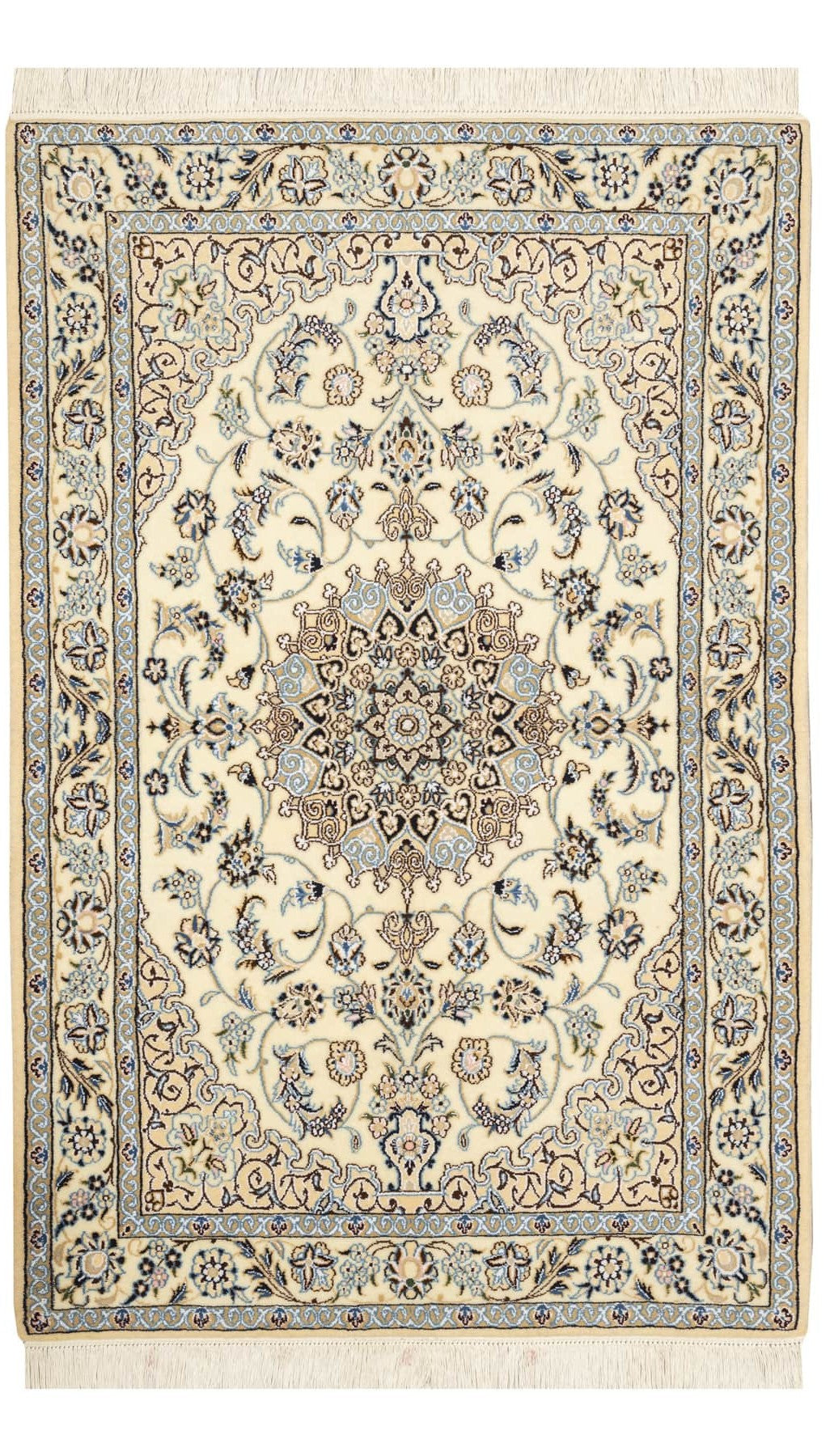 Lowest Price Persian Carpet [Made in Nain, 9-Thread] Silk Decoration Hand-Woven Cream Persian Carpet (Approx. 1.5m2)