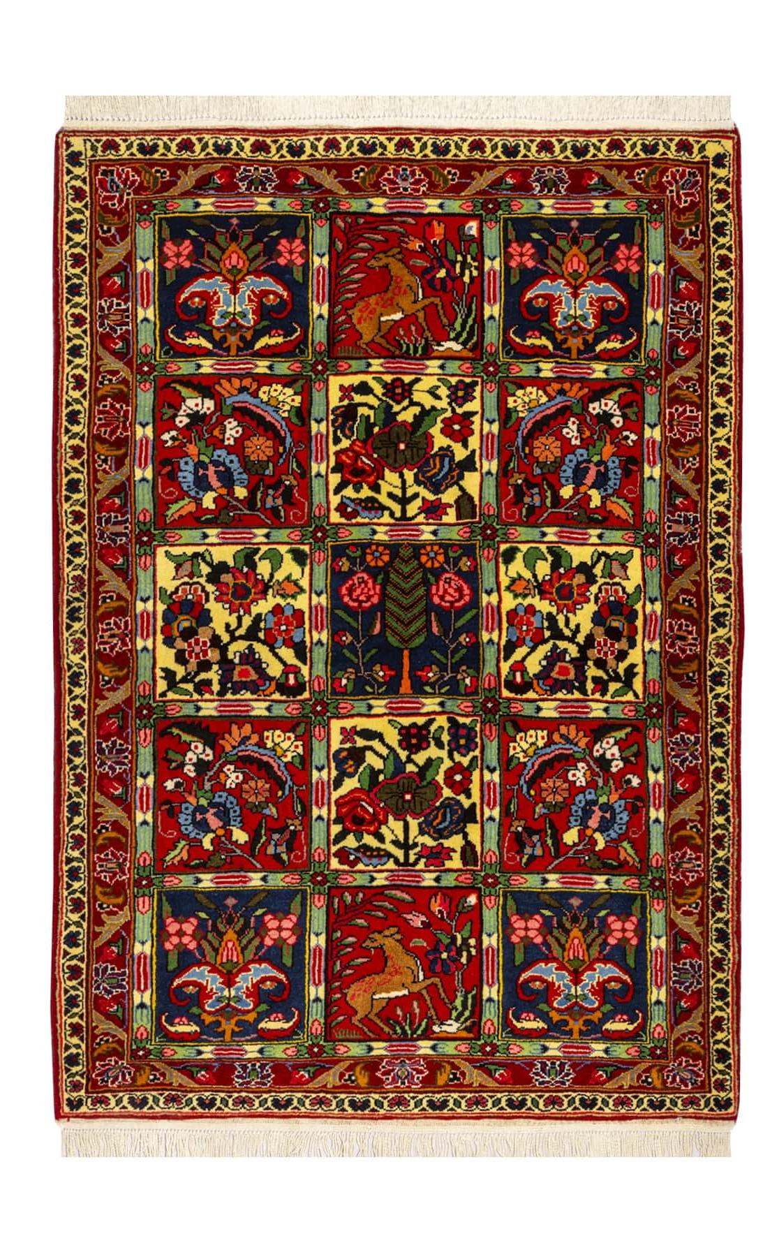 Lowest Price Persian Carpet [Bakhtiari] Hand-woven Persian carpet with attractive Heshti (panel) pattern (approx. 1.5 m2)