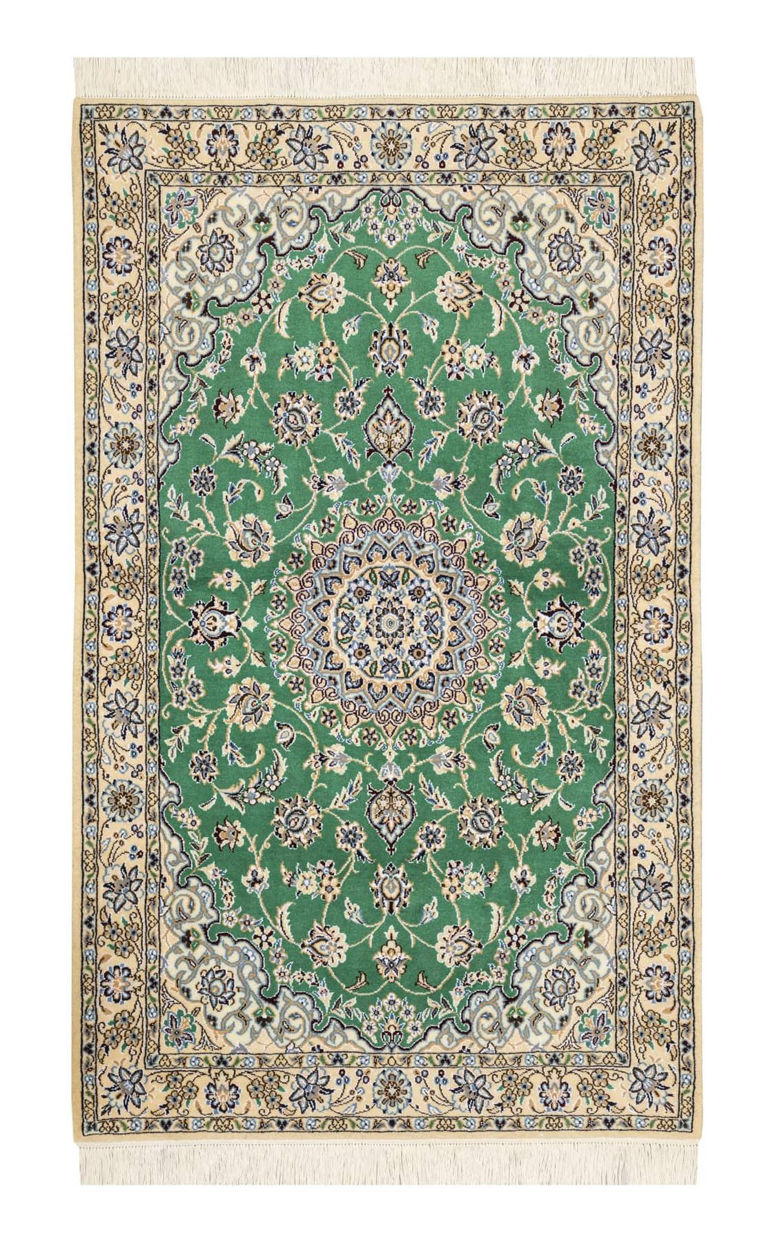 Lowest Price Persian Carpet [Nine-stranded, 9-ply] Silk-decorated Green Hand-woven Persian Carpet (Approx. 1.5m2)