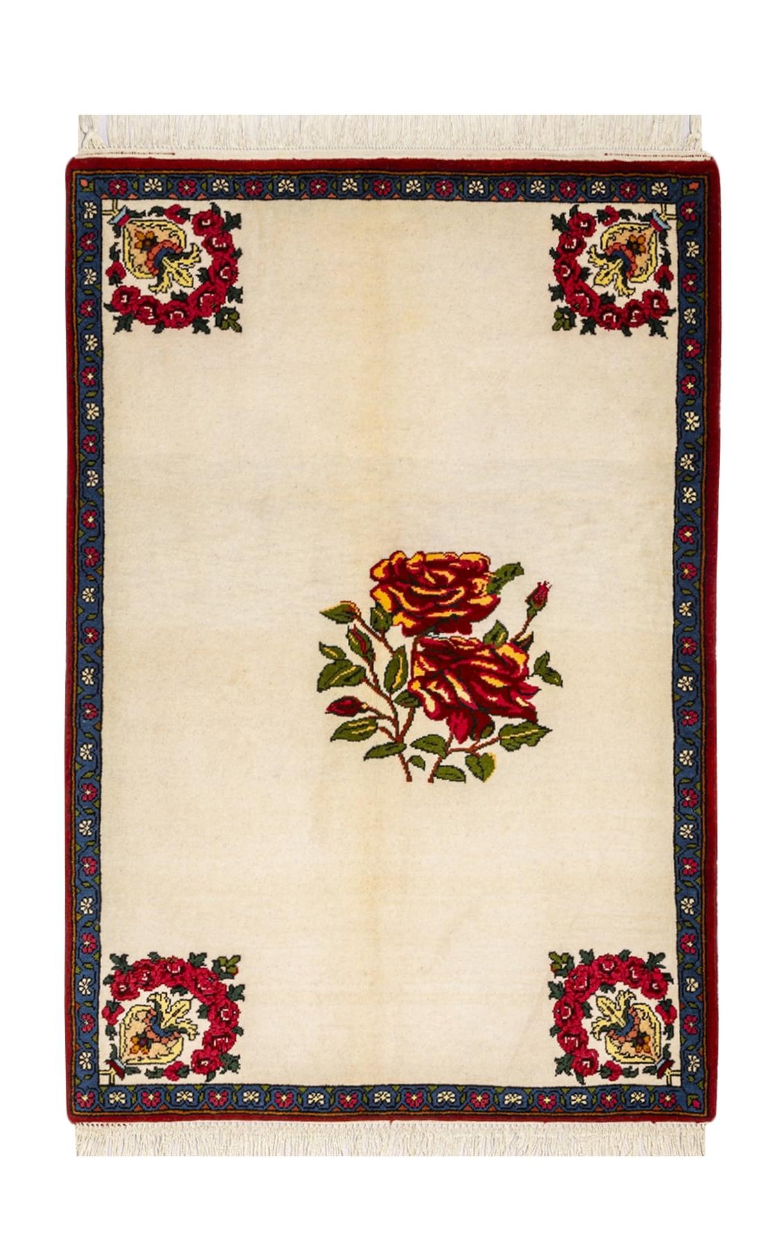 Lowest Price Persian Carpet [Bakhtiari] A hand-woven Persian carpet with a gentle cream color (approx. 1.5 m2)
