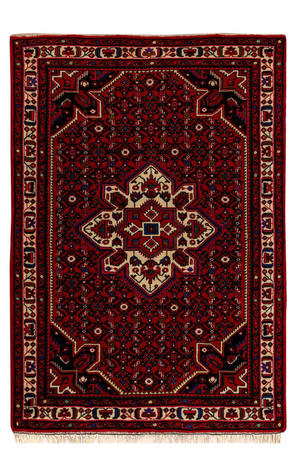 Lowest Price Persian Carpet [Hamadan Hossein Abad] Hand-woven Persian carpet with a vivid red background (approx. 3 m2)