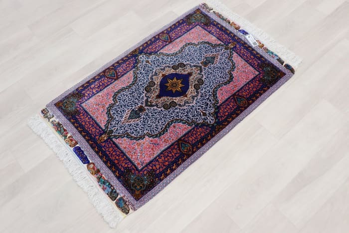 ペルシャ絨毯 300x150 手織り 美術品 草木染 ハマダン産クリーニング済み モハマド・ジャムシディ工房 草木染 最高密度メダリオン 59×91cm