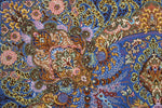 希少なシルク＆ウール クム産 【サマディ工房】 100×168cm 青　ID25006
