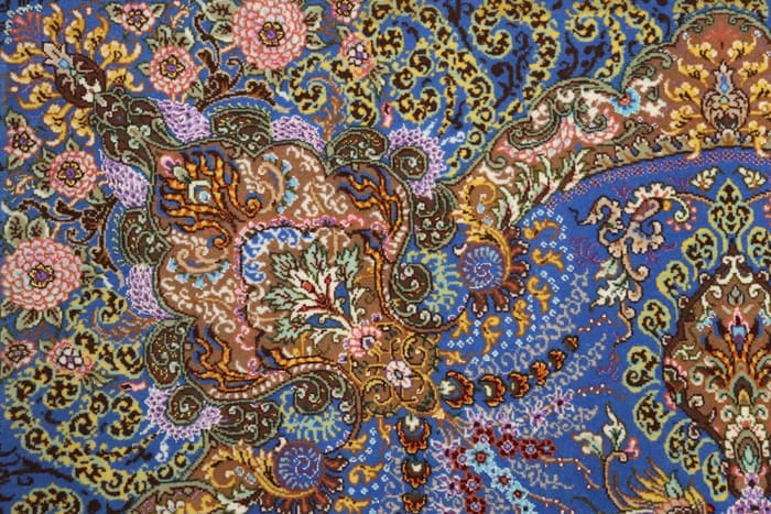 希少なシルク＆ウール クム産 【サマディ工房】 100×168cm 青　ID25006