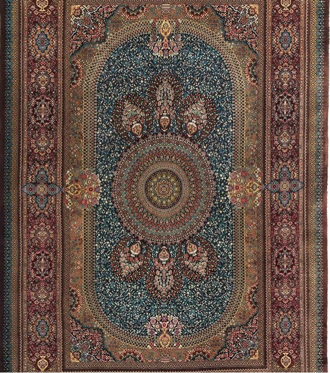 ペルシャ絨毯 クム産 シルク100% セディギヤン工房 オリジナル有名作 リビングサイズの最高峰逸品 - ペルシャ絨毯専門店(ゴレスタン)