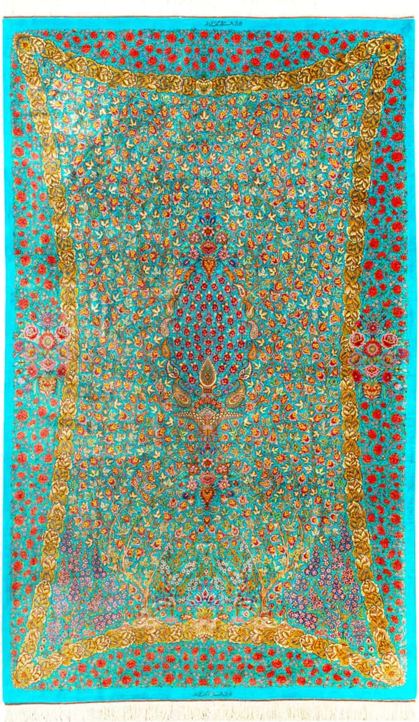 ミルメヒディ工房 赤い薔薇と生命の樹 143×230cm (ID12004)