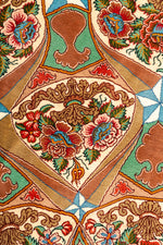 ペルシャ絨毯 クム産 シルク100% [ミルメヒディ工房] 「八つの楽園」ゴンバディ文様 リビングスペースサイズ ID12005