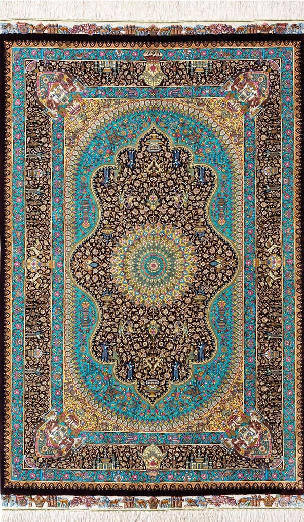 アルバル工房 気品メダリオン 多彩×茶 98×151cm (ID12013)