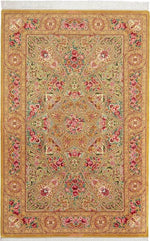 ペルシャ絨毯 クム産 シルク100% ミルメヒディ工房 幾何学文様 文化遺産級の希少作 リビングスペースサイズ - ペルシャ絨毯専門店(ゴレスタン)