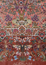 ペルシャ絨毯 クム産 シルク100% ミルメヒディ工房 生命の樹・花瓶・小鳥たちの楽園 工房自信作 リビングスペースサイズ - ペルシャ絨毯専門店(ゴレスタン)