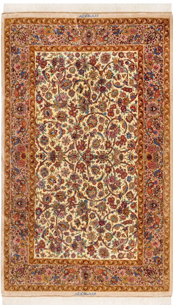 ミルメヒディ工房 エスリーミー文様 クリーム 105×163cm (ID18004)