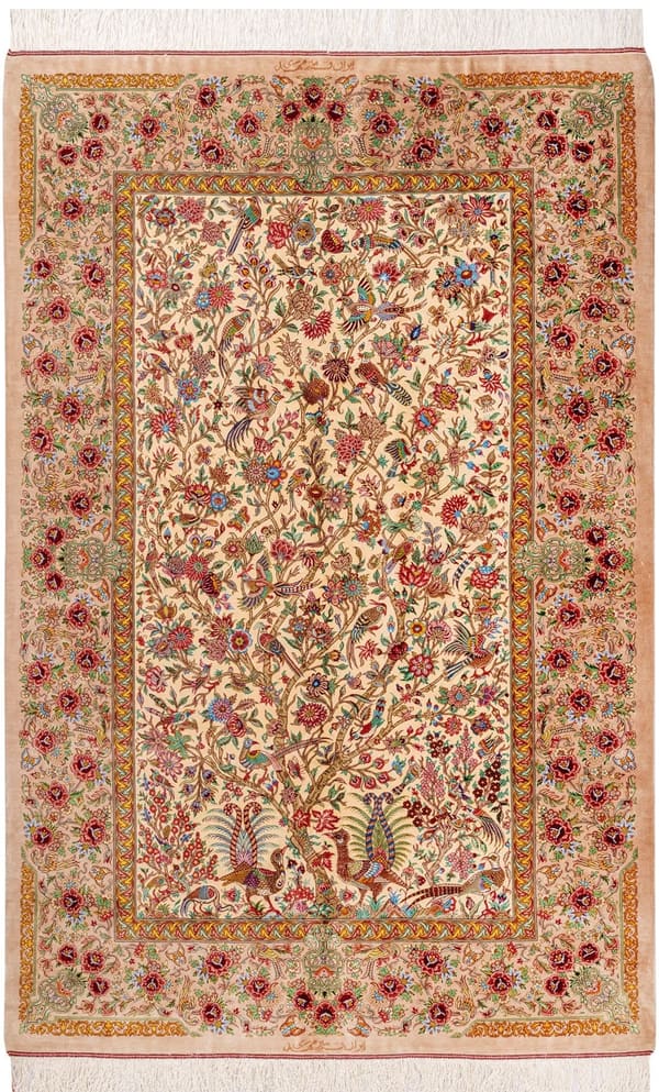ミルメヒディ工房 有名作 生命の樹 クリーム 105×164cm (ID18008)