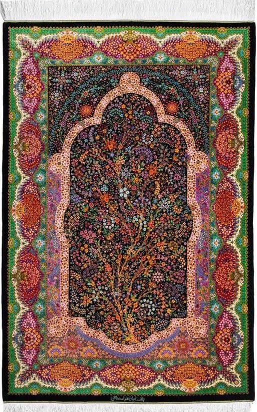 エスハギ工房 繁栄の生命の樹 黒×グリーン 101×151cm (ID18013)