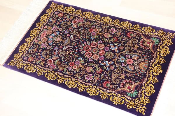 ミルメヒディ工房 蔓草と花瓶（エスリム＆フラワーズ）紫 61×91cm (ID21002)