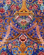 ペルシャ絨毯 クム産 シルク100% [ミルメヒディ工房] 鮮やかなロイヤルブルーと花々が魅力的 ID21019