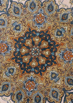 ペルシャ絨毯 クム産 シルク100% ［ミルメヒディ工房］ 伝統的メダリオン柄と赤縁の華やかさが魅力の一枚 ID22001