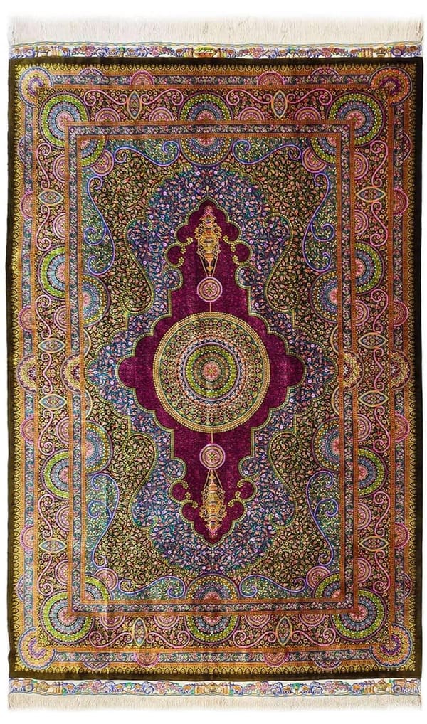 アルバル工房 紫×金マンダラメダリオン リビングサイズ 136×197cm (ID23042)