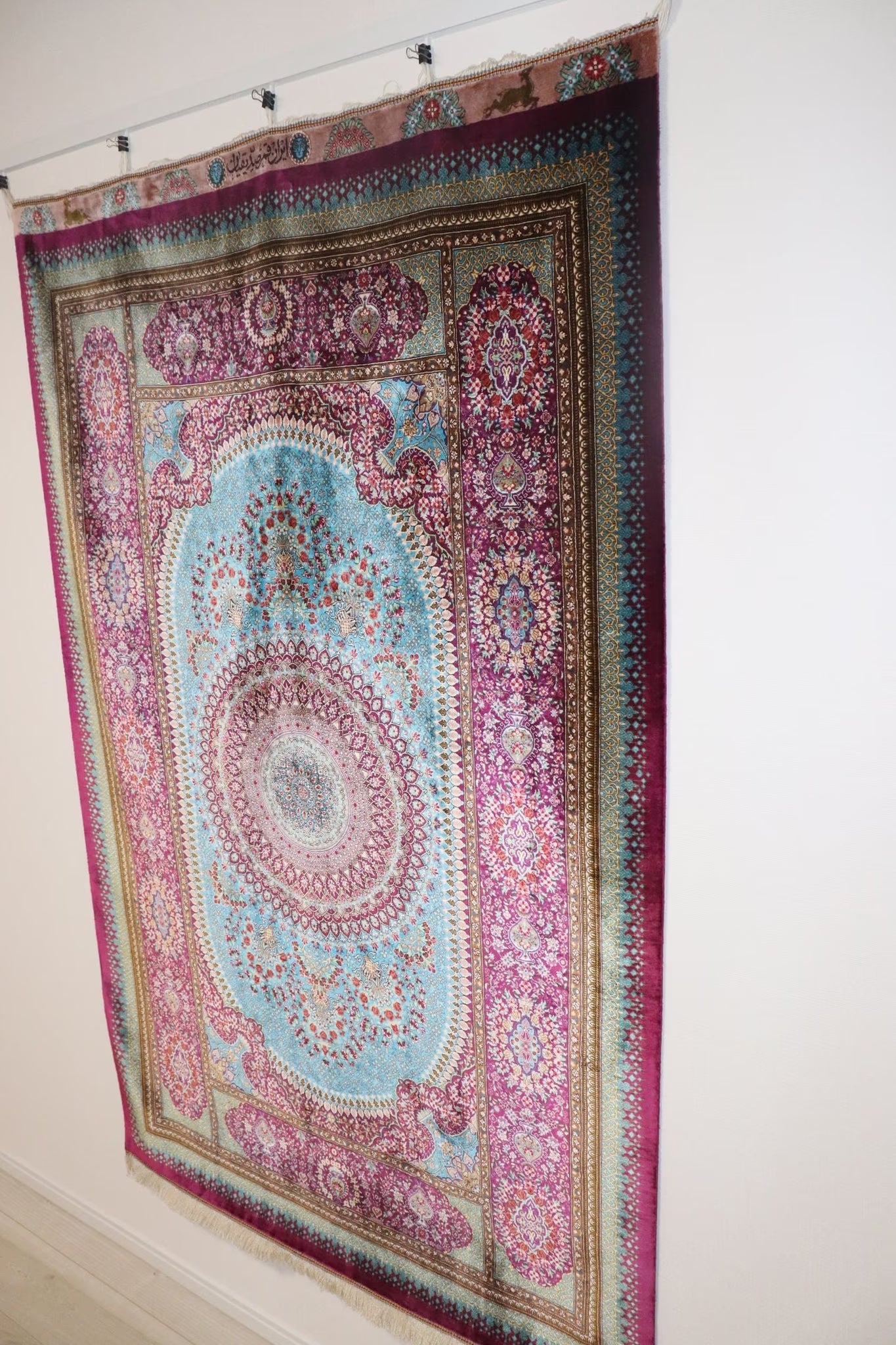 ペルシャ絨毯 クム産 シルク100% Sadegzadeh/サデグザデ工房 ID:9009 リビングスペースサイズ - ペルシャ絨毯専門店(ゴレスタン)