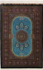 ペルシャ絨毯 クム産 シルク 100% [Sedigiyan/セディギヤン工房] メダリオン柄 ID9012 - 画像1