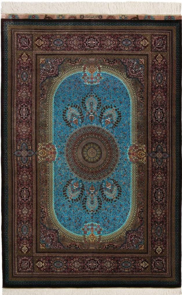 ペルシャ絨毯 クム産 シルク 100% [Sedigiyan/セディギヤン工房] メダリオン柄 ID9012 - 画像1