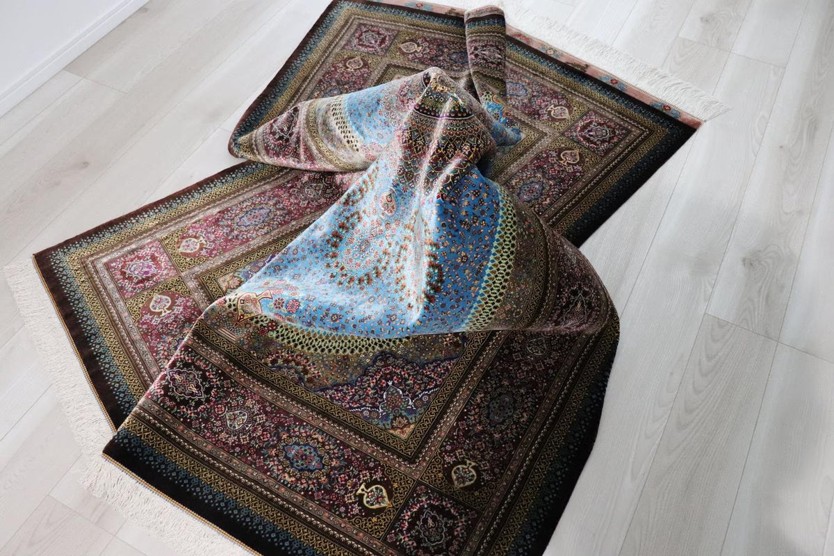 ペルシャ絨毯 クム産 シルク 100% [Sedigiyan/セディギヤン工房] メダリオン柄 ID9012 - 画像17