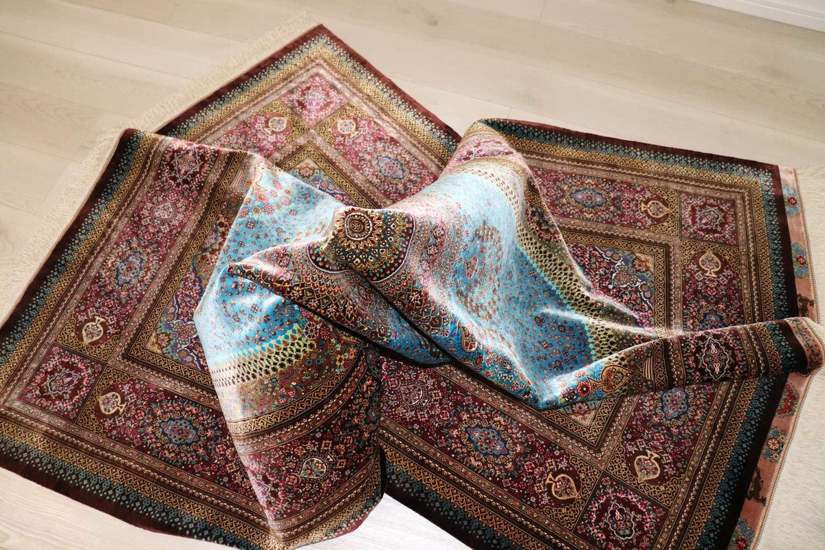 ペルシャ絨毯 クム産 シルク 100% [Sedigiyan/セディギヤン工房] メダリオン柄 ID9012 - 画像19