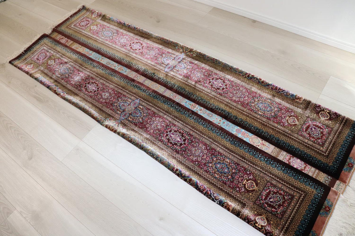 ペルシャ絨毯 クム産 シルク 100% [Sedigiyan/セディギヤン工房] メダリオン柄 ID9012 - 画像21