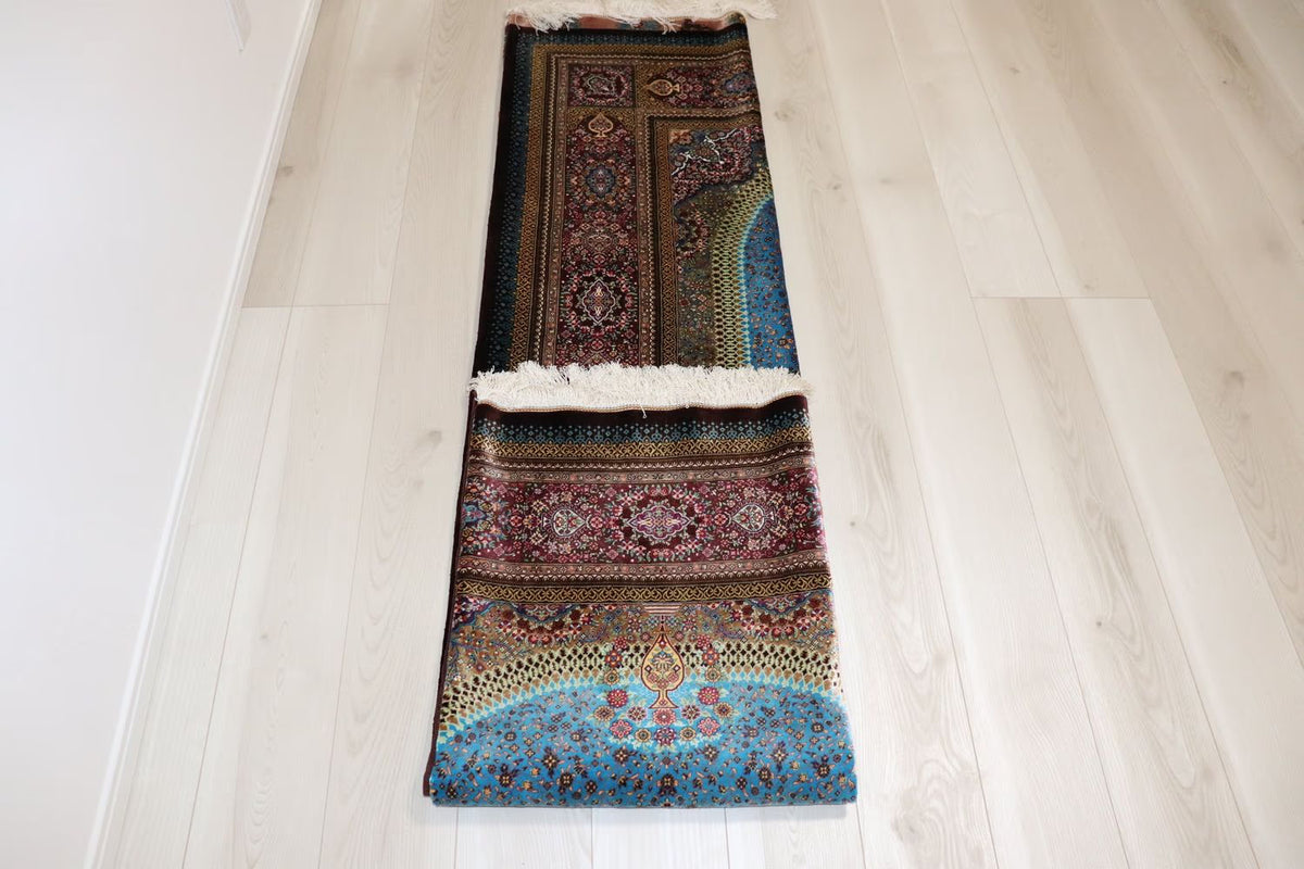 ペルシャ絨毯 クム産 シルク 100% [Sedigiyan/セディギヤン工房] メダリオン柄 ID9012 - 画像26