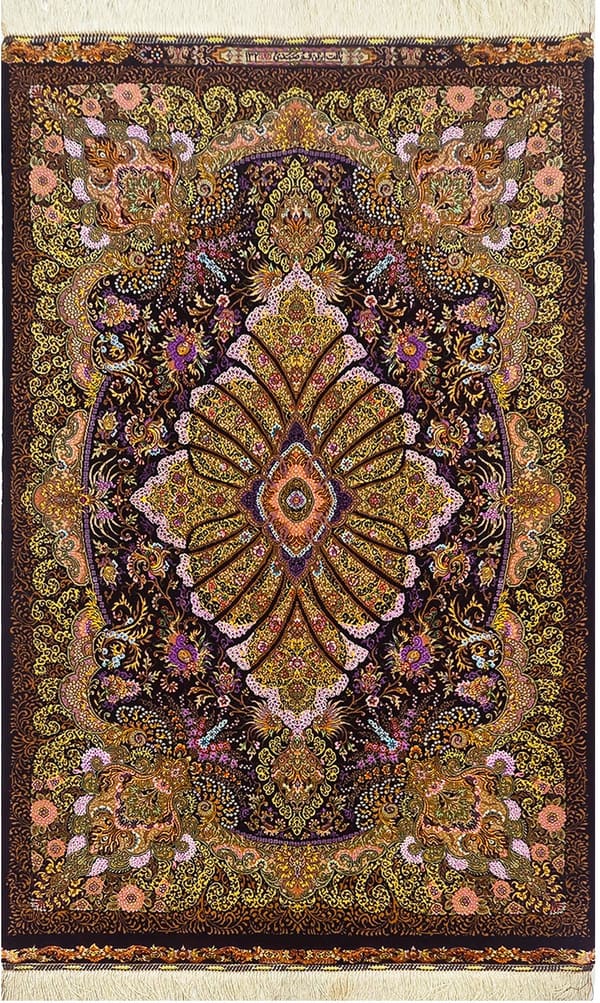 サマディ工房 アースカラーのメダリオン 茶×緑 102×162cm (ID25004)