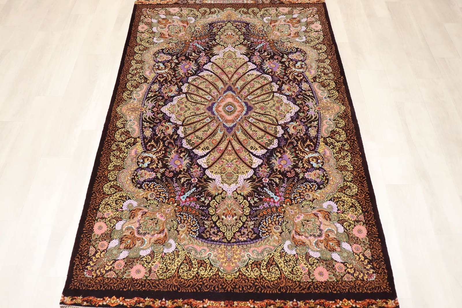 サマディ工房 アースカラーのメダリオン 茶×緑 102×162cm (ID25004