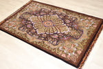 シックなアースカラー クム産 【サマディ工房】 102×162cm 茶×緑「Lachak Toranj」ID25004