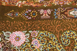 希少カラー・シルク＆ウール クム産 【サマディ工房】 103×167cm オリーブ　ID25005