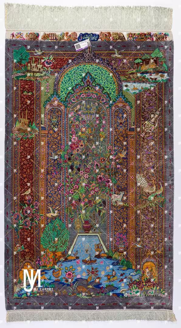 モハマド・ジャムシディ工房 全面ドーム文様 草木染 75×120cm (ID11006)