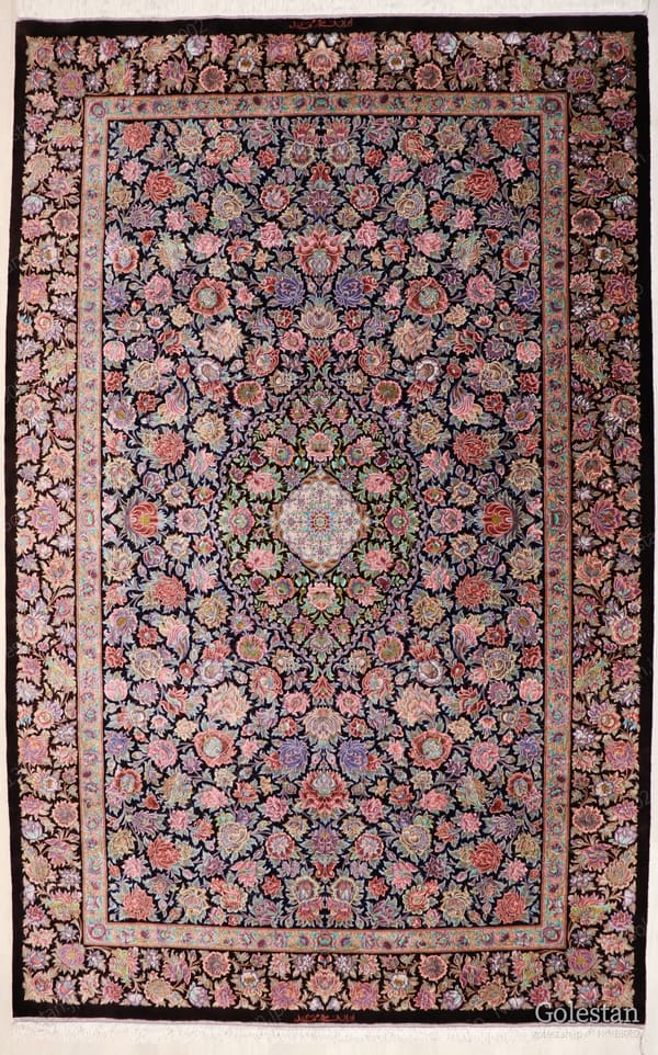 ミルメヒディ工房 無数の花とメダリオン 147×230cm (ID13002)